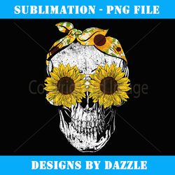 skull sunflower floral bandana skeleton head - unique sublimation png download