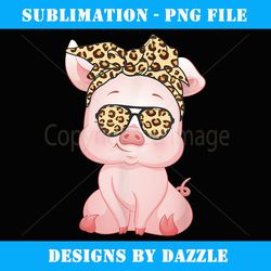 pig with leopard headband flower cute pig lover funny pig - png transparent sublimation design