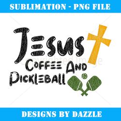 vintage jesus coffee and pickleball - sublimation-ready png file