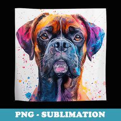 boxer dog colorful watercolor illustration graphic - high-resolution png sublimation file