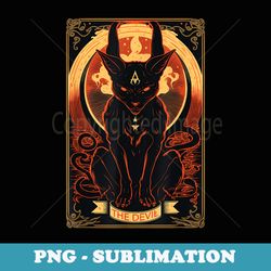 cat devil tarot card graphic illustration - png sublimation digital download