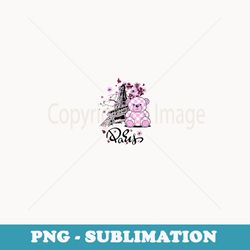 cool floral paris teddy bear illustration graphic designs - artistic sublimation digital file