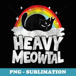 heavy meowtal cat rainbow retro goth funny death metal - instant png sublimation download