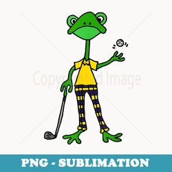 smiletodaytees funny frog golfing - png sublimation digital download