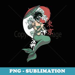 s geisha mermaid skeleton tokyo sun japanese halloween party - exclusive png sublimation download