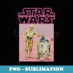 star wars r2-d2 c-3po pink neon title portrait - aesthetic sublimation digital file