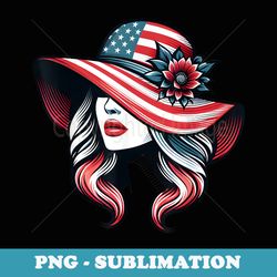 stylish lady american usa flag colors hat 4th of july - sublimation png file