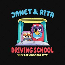 janet and rita driving school bluey png digital download