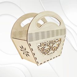 gift decorative bag, svg dxf design laser cut. vector drawing hand bag for laser cutting. svg dxf laser, laser vector.