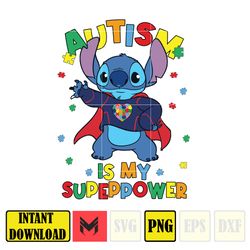Bluey Autism Is My Supeppower Png, Autism Awareness Png, Character Cartoon Autism Mouse And Friends, Super Hero Autism