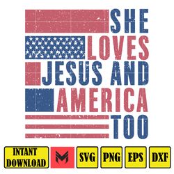 she loves jesus and america too svg, usa svg, patriotic svg, america retro svg, independence day svg