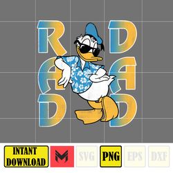 donal duck rad dad png, cartoon rad dad png, father's day png, mouse and honey bear png, dad life png, dad design