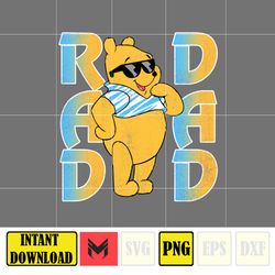 pooh rad dad png, cartoon rad dad png, father's day png, mouse and honey bear png, dad life png, dad design