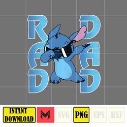stitch rad dad png, cartoon rad dad png, father's day png, mouse and honey bear png, dad life png, dad design