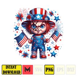 america chucky png, horror movie fourth of july png, cartoon independence day png, 4th of july sublimation, america png