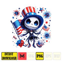 america jack skellington png, horror movie fourth of july png, cartoon independence day png, 4th of july sublimation