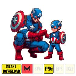 captain america dad and son png, super hero dad and son png, father's day 2024 png, father's day png sublimation (1)