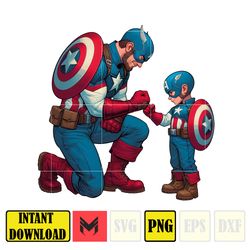 captain america dad and son png, super hero dad and son png, father's day 2024 png, father's day png sublimation (2)
