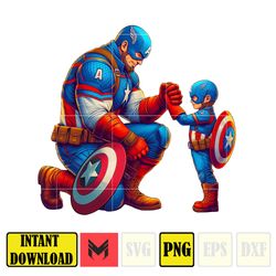 captain america dad and son png, super hero dad and son png, father's day 2024 png, father's day png sublimation (3)