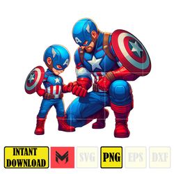captain america dad and son png, super hero dad and son png, father's day 2024 png, father's day png sublimation (5)