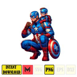 captain america dad and son png, super hero dad and son png, father's day 2024 png, father's day png sublimation (6)