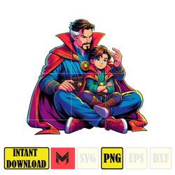 doctor strange dad and son png, super hero dad and son png, father's day 2024 png, father's day png sublimation (2)