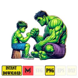 hulk dad and son png, super hero dad and son png, father's day 2024 png, father's day png sublimation, clipart (2)