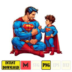 super man dad and son png, super hero dad and son png, father's day 2024 png, father's day png sublimation, clipart (2)