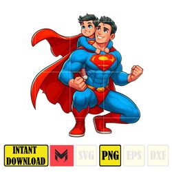 super man dad and son png, super hero dad and son png, father's day 2024 png, father's day png sublimation, clipart (5)