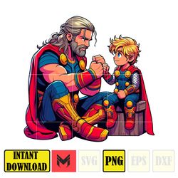 thor dad and son png, super hero dad and son png, father's day 2024 png, father's day png sublimation, clipart (1)