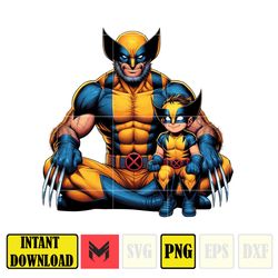 wolverine dad and son png, super hero dad and son png, father's day 2024 png, father's day png sublimation, clipart (1)