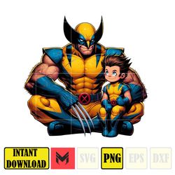 wolverine dad and son png, super hero dad and son png, father's day 2024 png, father's day png sublimation, clipart (2)