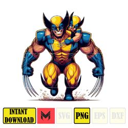 wolverine dad and son png, super hero dad and son png, father's day 2024 png, father's day png sublimation, clipart (3)