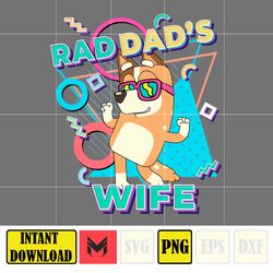 rad dad's wife mom png, designs cartoon rad dad png, father's day png sublimation, cartoon dad png, clipart