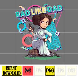 rad like dad leia organa png, designs cartoon rad dad png, father's day png sublimation, cartoon dad png, clipart