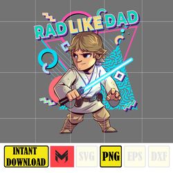 rad like dad luke skywalker png, designs cartoon rad dad png, father's day png sublimation, cartoon dad png, clipart