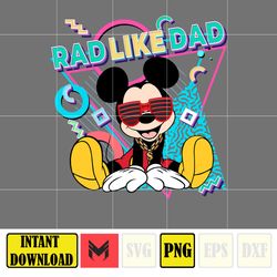 rad like dad mouse png, designs cartoon rad dad png, father's day png sublimation, cartoon dad png, clipart