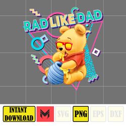 rad like dad pooh png, designs cartoon rad dad png, father's day png sublimation, cartoon dad png, clipart
