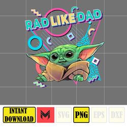 rad like dad yoda png, designs cartoon rad dad png, father's day png sublimation, cartoon dad png, clipart