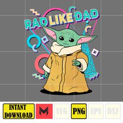 yoda rad like dad png, designs cartoon rad dad png, father's day png sublimation, cartoon dad png, clipart