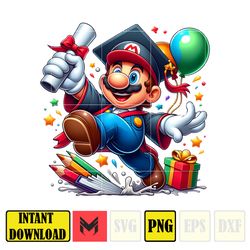 cartoon mario graduation 2024 png, cartoon graduate png, dn school trip png, cartoon character grad png, cartoon senior