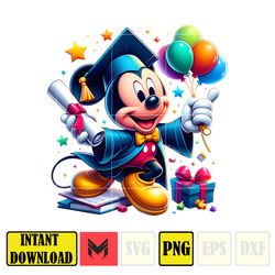 cartoon mouse graduation 2024 png, cartoon graduate png, dn school trip png, cartoon character grad png, cartoon senior