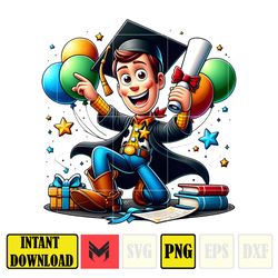 cartoon toy story graduation 2024 png, cartoon graduate png, dn school trip png, cartoon character grad png