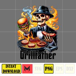 grillfather png, skeleton dad png, beer dad bod png, funny skeleton doing dad shit, trendy father's day png