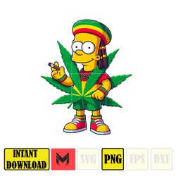 cartoon bart simpson png,high quality cartoon rasta digital designs, weed png, smoking png, instant download