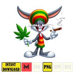 cartoon bugs bunny png,high quality cartoon rasta digital designs, weed png, smoking png, instant download