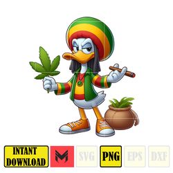 cartoon donald duck png,high quality cartoon rasta digital designs, weed png, smoking png, instant download