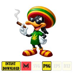 cartoon duffy duck png,high quality cartoon rasta digital designs, weed png, smoking png, instant download