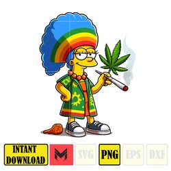 cartoon marge simpsons png,high quality cartoon rasta digital designs, weed png, smoking png, instant download