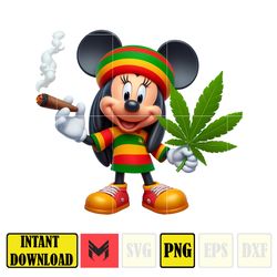 cartoon mickey png,high quality cartoon rasta digital designs, weed png, smoking png, instant download